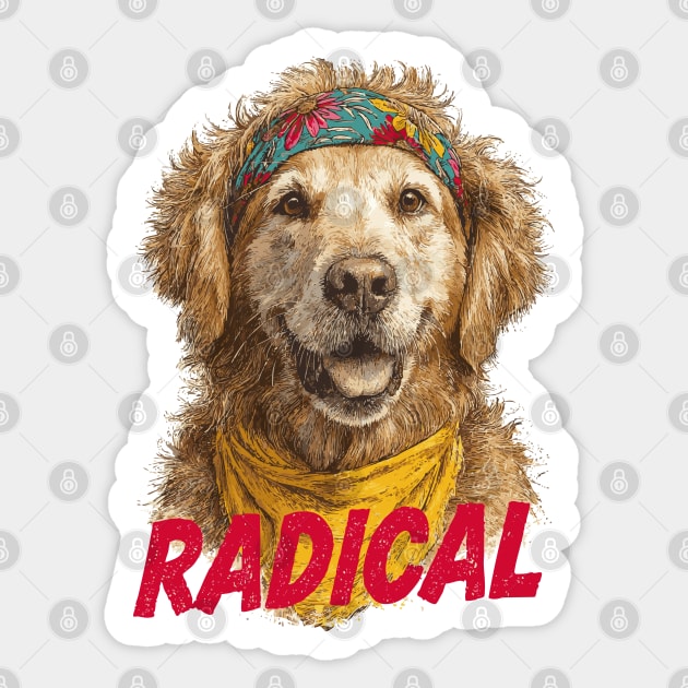 Radical 80s Golden Retriever - Funny Vintage Design Sticker by TuncGK